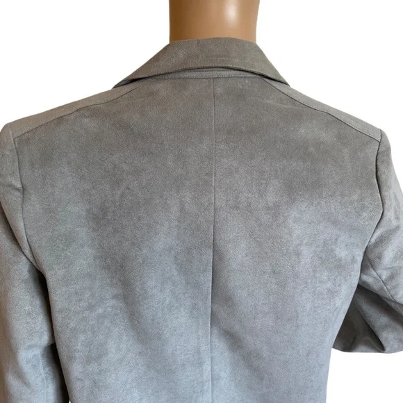 VINTAGE GINO ROSSI FOR WILSON GRAY SILVER ULTRA SUEDE BLAZER JACKET SZ 8 - Picture 9 of 16